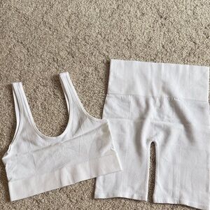 Bozzolo White Crop Top with matching shorts